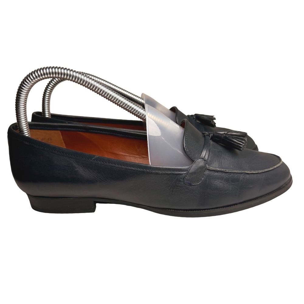 Vintage Etienne Aigner Ally Navy Leather Tassel Loafers 8.5 - Picture 5 of 14